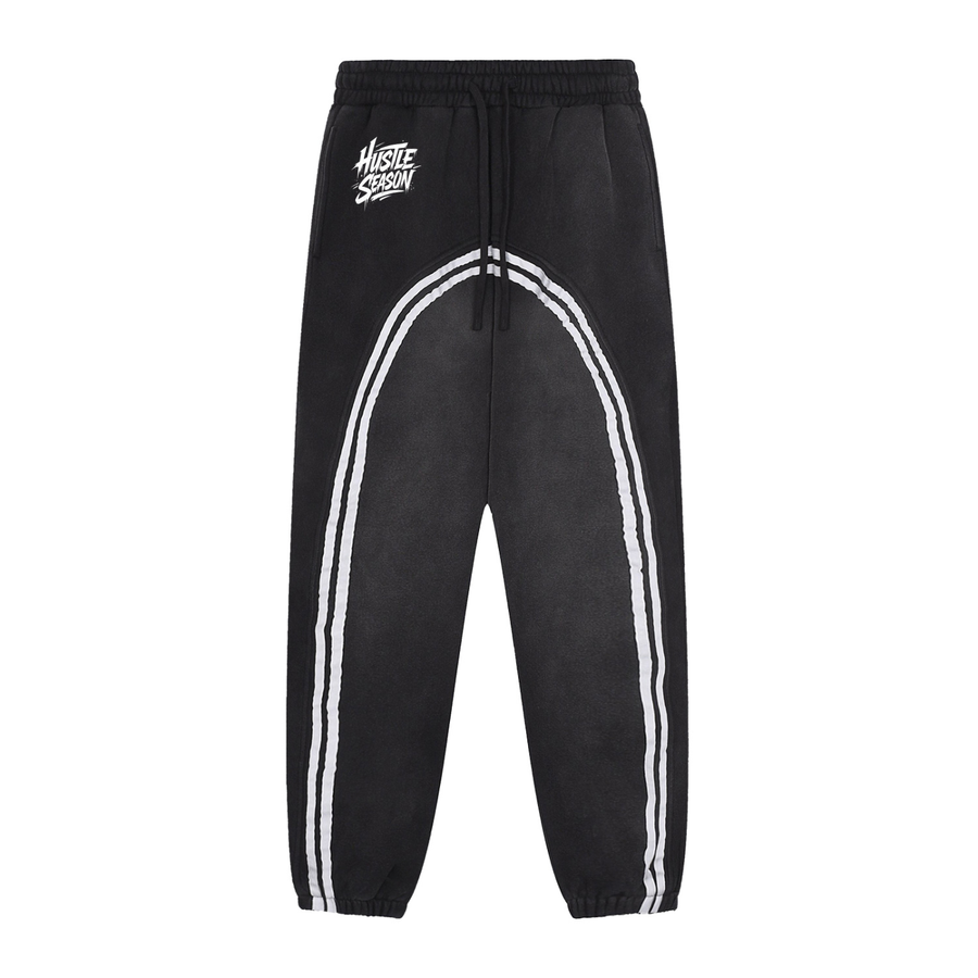 HUSTLE SEASON Sun Fade Contrast Tape Fleece Jogged Sweatpants