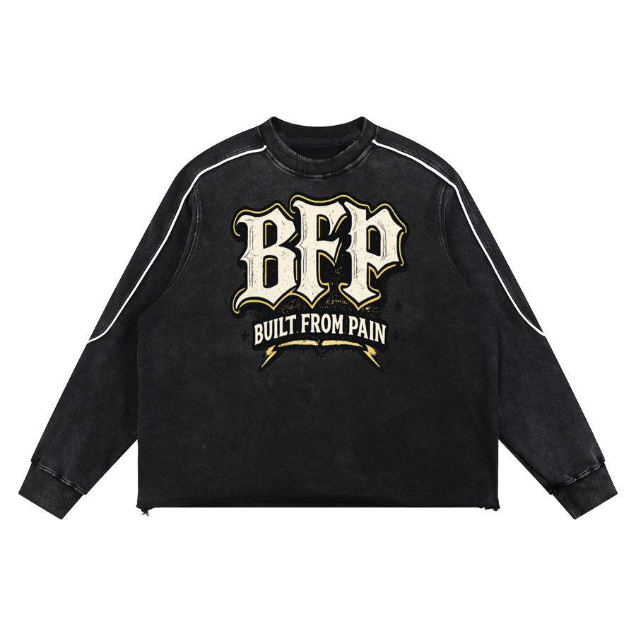 Mineral Wash Piping Raw Hem Sweatshirt