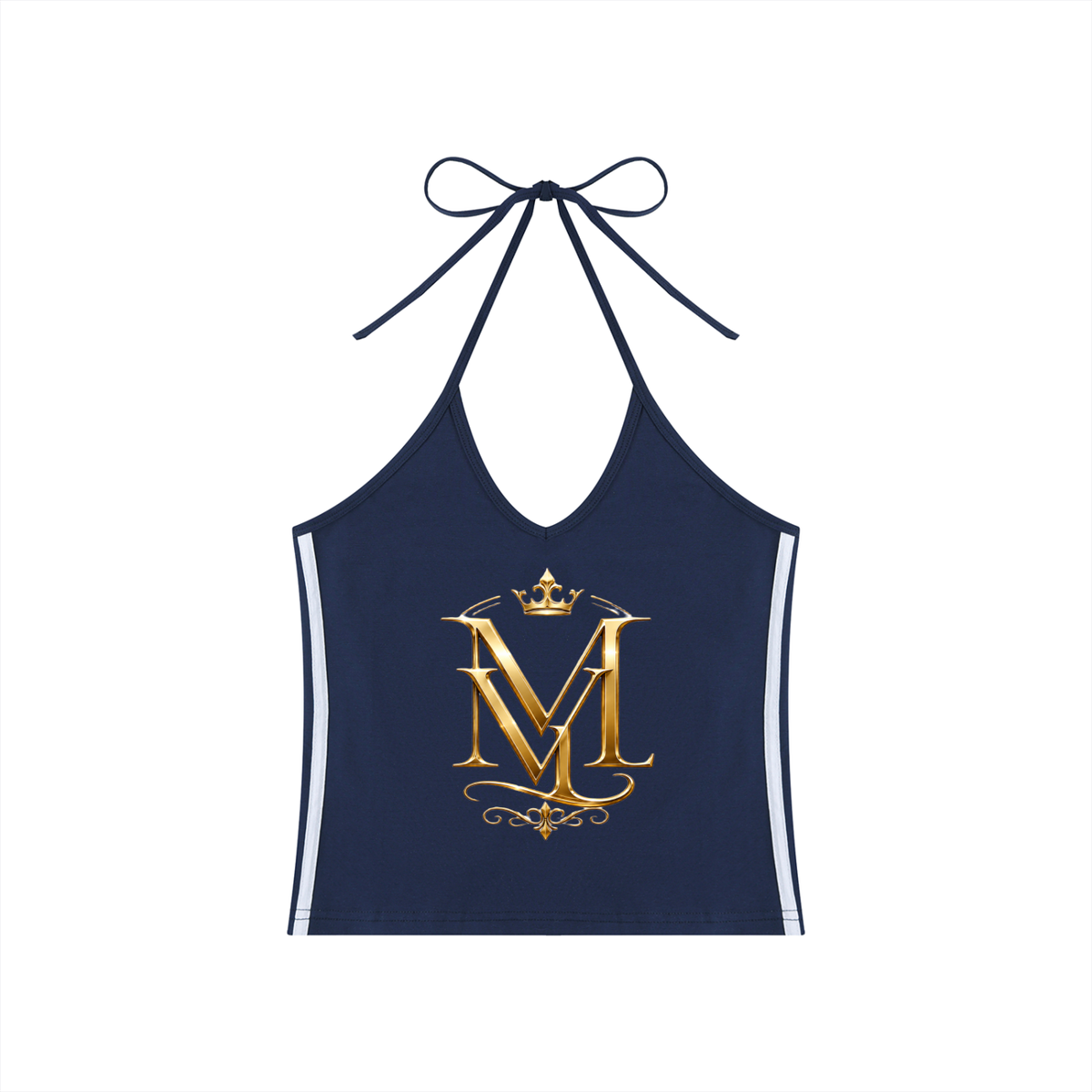 MAVÈ LUXURY Women's Color Block Halter Crop Tank Top ODMPOD