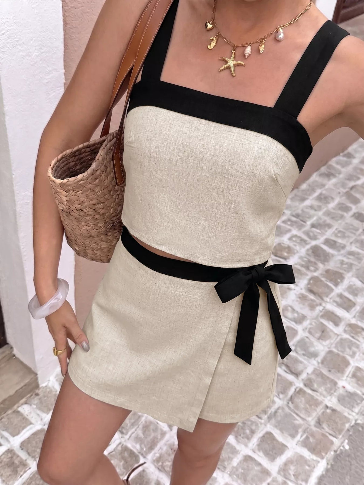 Contrast Trim Cami and Skort Set - Built From Pain Clothing