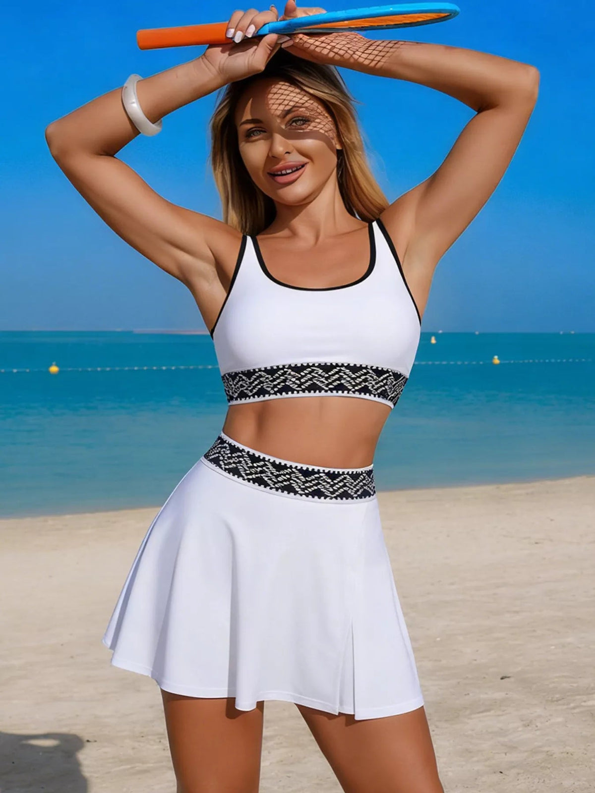 Contrast Trim Tank and Skort Swim Set - Built From Pain Clothing