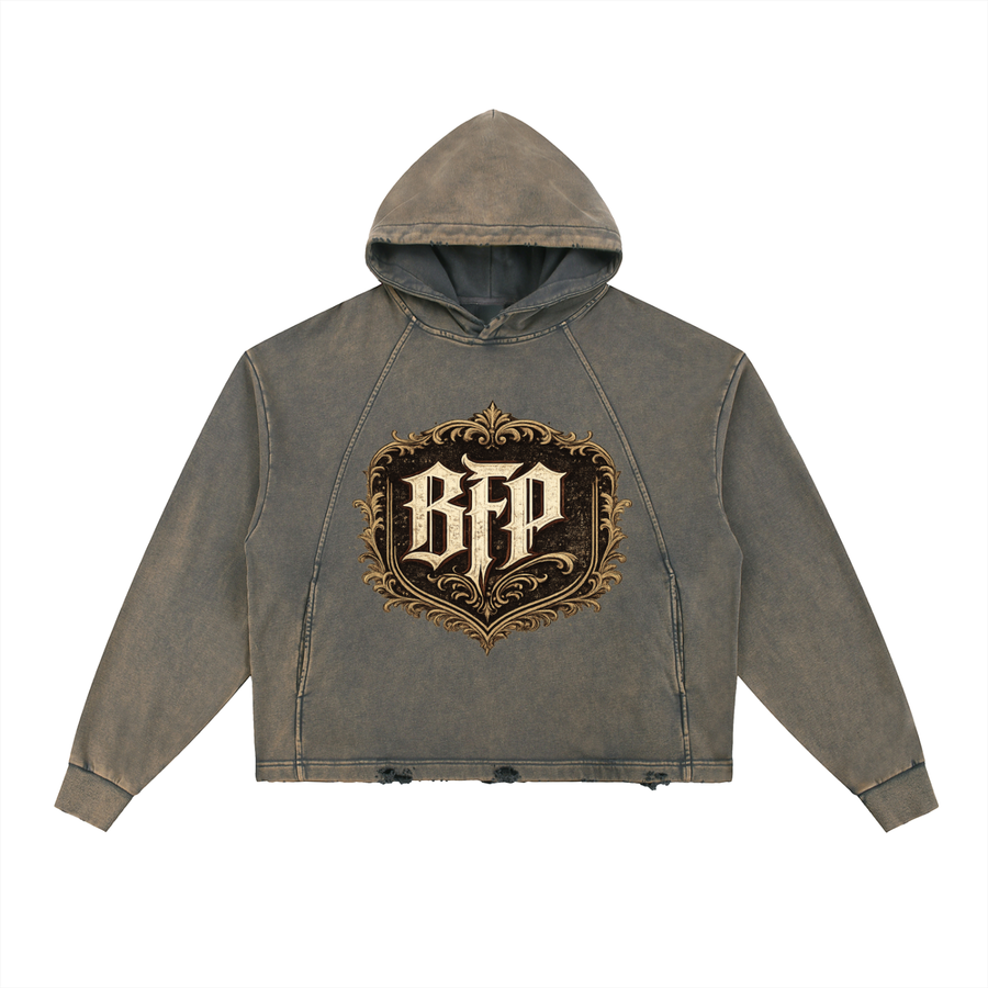 Vintage Washed Frayed-Hem Hoodie
