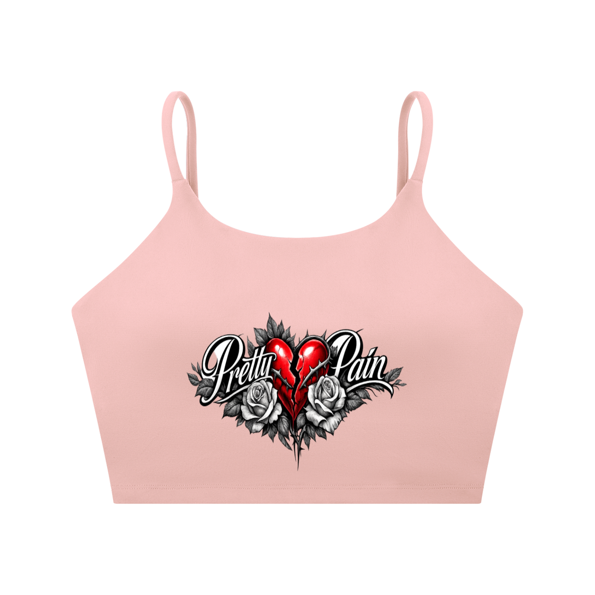 PRETTY PAIN Spaghetti Strap Yoga Sports Bra ODMPOD