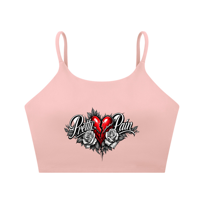 PRETTY PAIN Spaghetti Strap Yoga Sports Bra ODMPOD