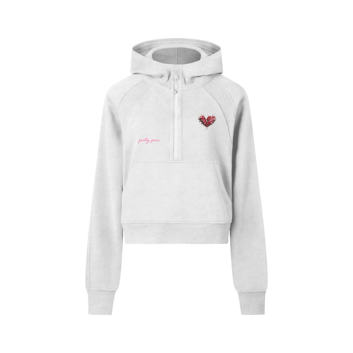 Women Cropped PRETTY PAIN Half-Zip Hoodie - Built From Pain Clothing