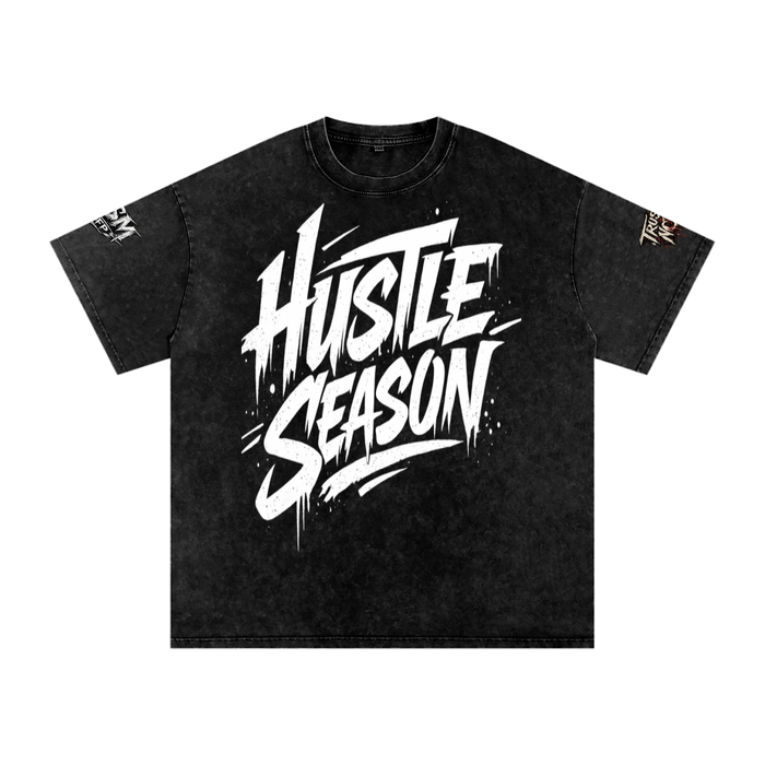 HUSTLE SEASON Snow Washed Oversized Cotton T-Shirt ODMPOD