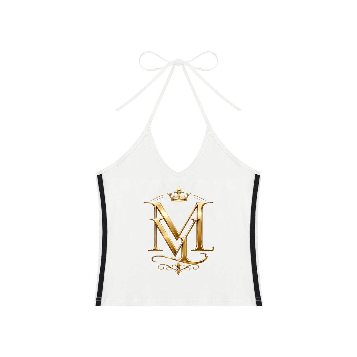 MAVÈ LUXURY Women's Color Block Halter Crop Tank Top ODMPOD