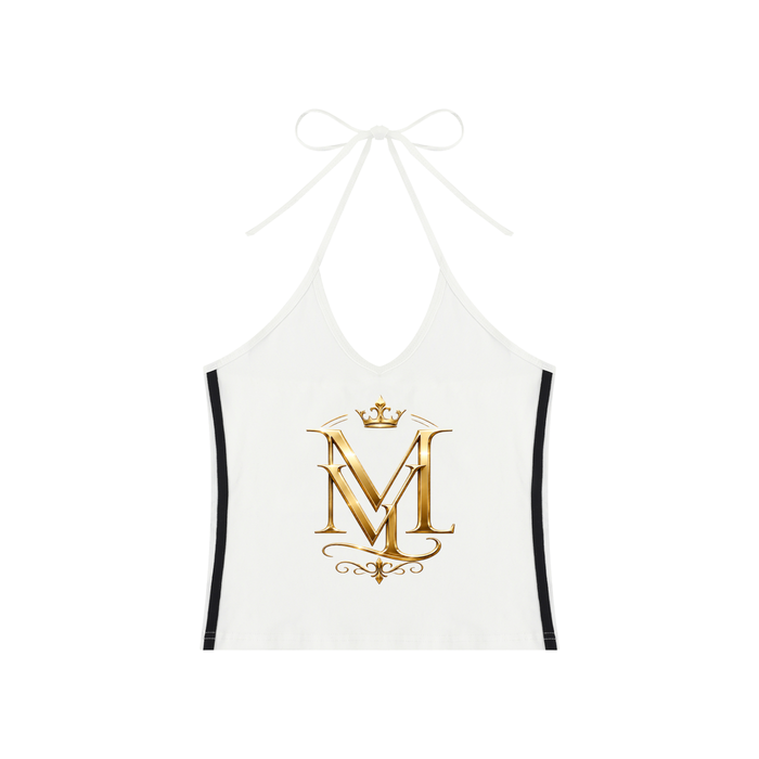 MAVÈ LUXURY Women's Color Block Halter Crop Tank Top ODMPOD
