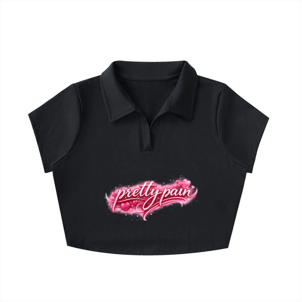 PRETTY PAIN V-Neck Lapel Crop Top ODMPOD