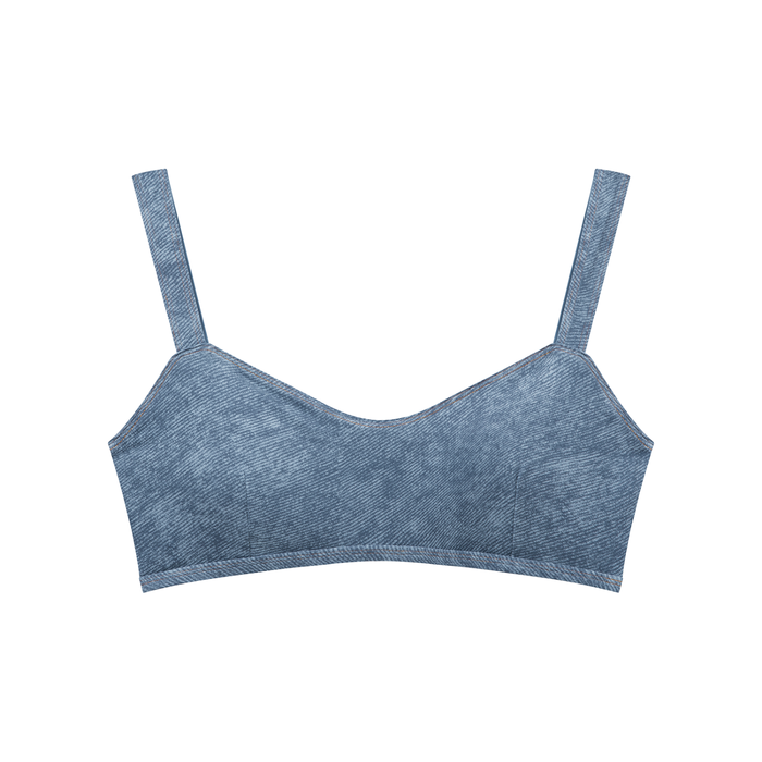 PRETTY PAIN Women's Faux Denim Sports Bra ODMPOD
