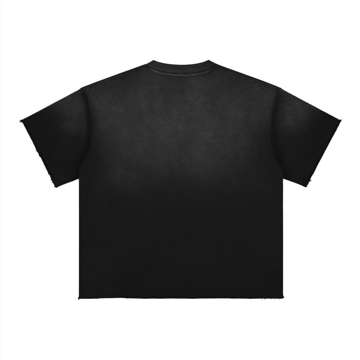 HUSTLE RETRO 5 (university blue) Sun Fade Raw Edge T-Shirt