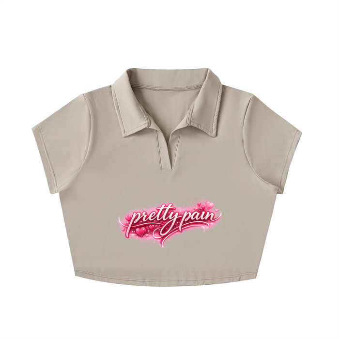 PRETTY PAIN V-Neck Lapel Crop Top ODMPOD