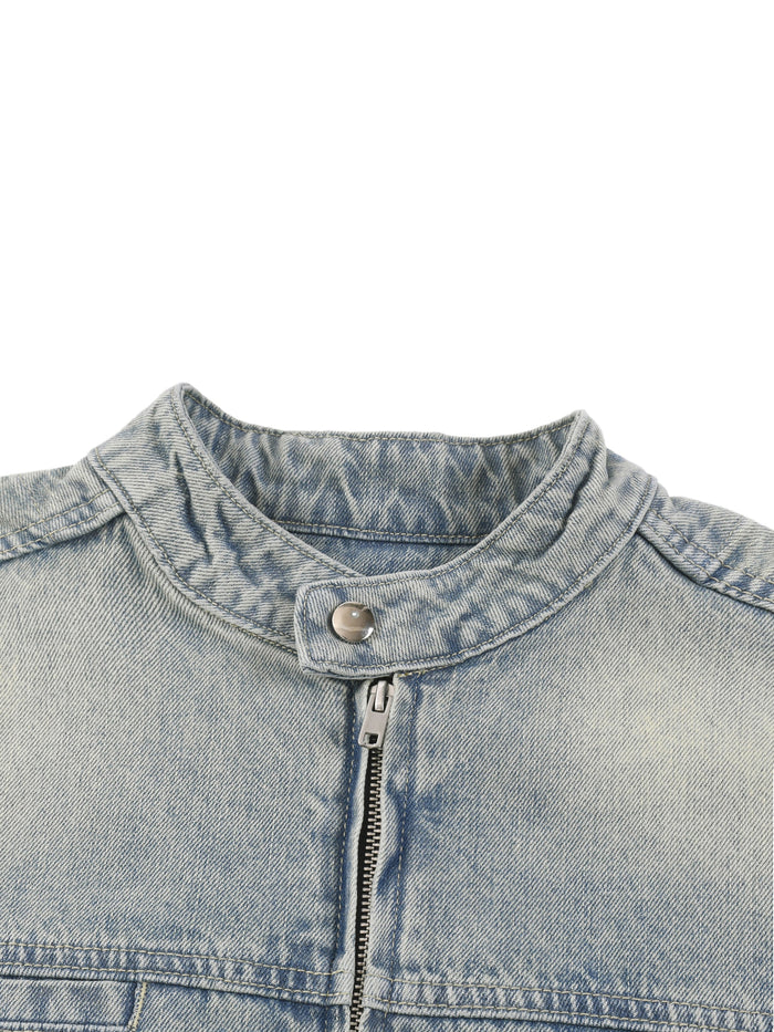 Vintage Wash Zip Denim Jacket ODMPOD