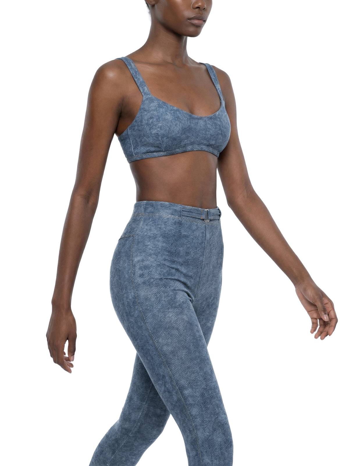 PRETTY PAIN Women's Faux Denim Sports Bra ODMPOD