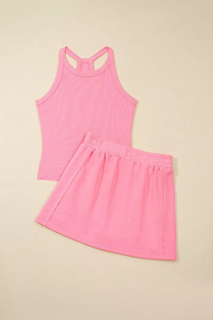 Sleeveless Cropped Top and Pocketed Skort Set - Built From Pain Clothing