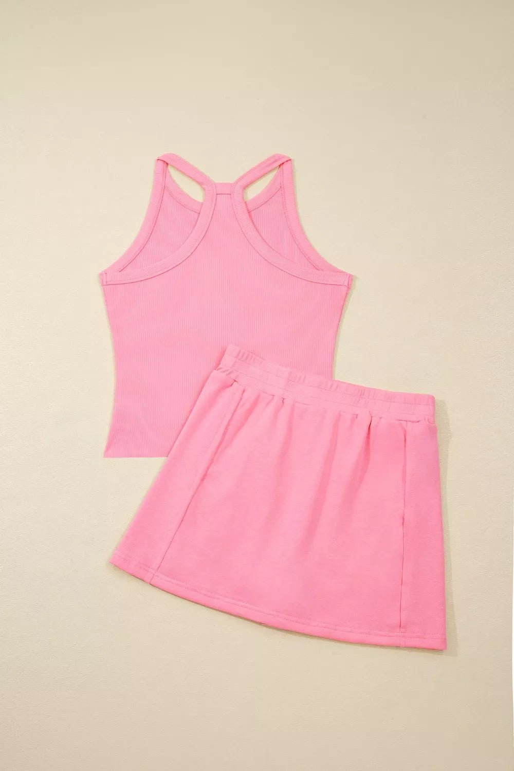 Sleeveless Cropped Top and Pocketed Skort Set - Built From Pain Clothing