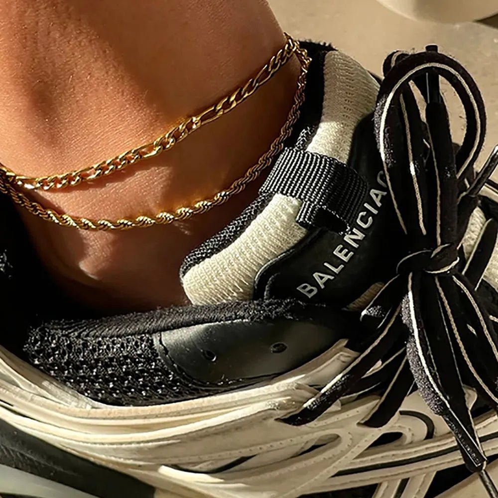 Stainless Steel Twist Chain Ankle Bracelet - Built From Pain Clothing