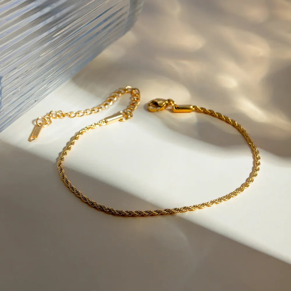 Stainless Steel Twist Chain Ankle Bracelet - Built From Pain Clothing