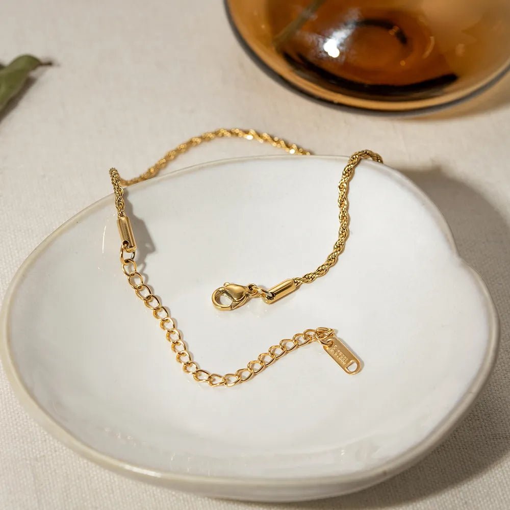 Stainless Steel Twist Chain Ankle Bracelet - Built From Pain Clothing
