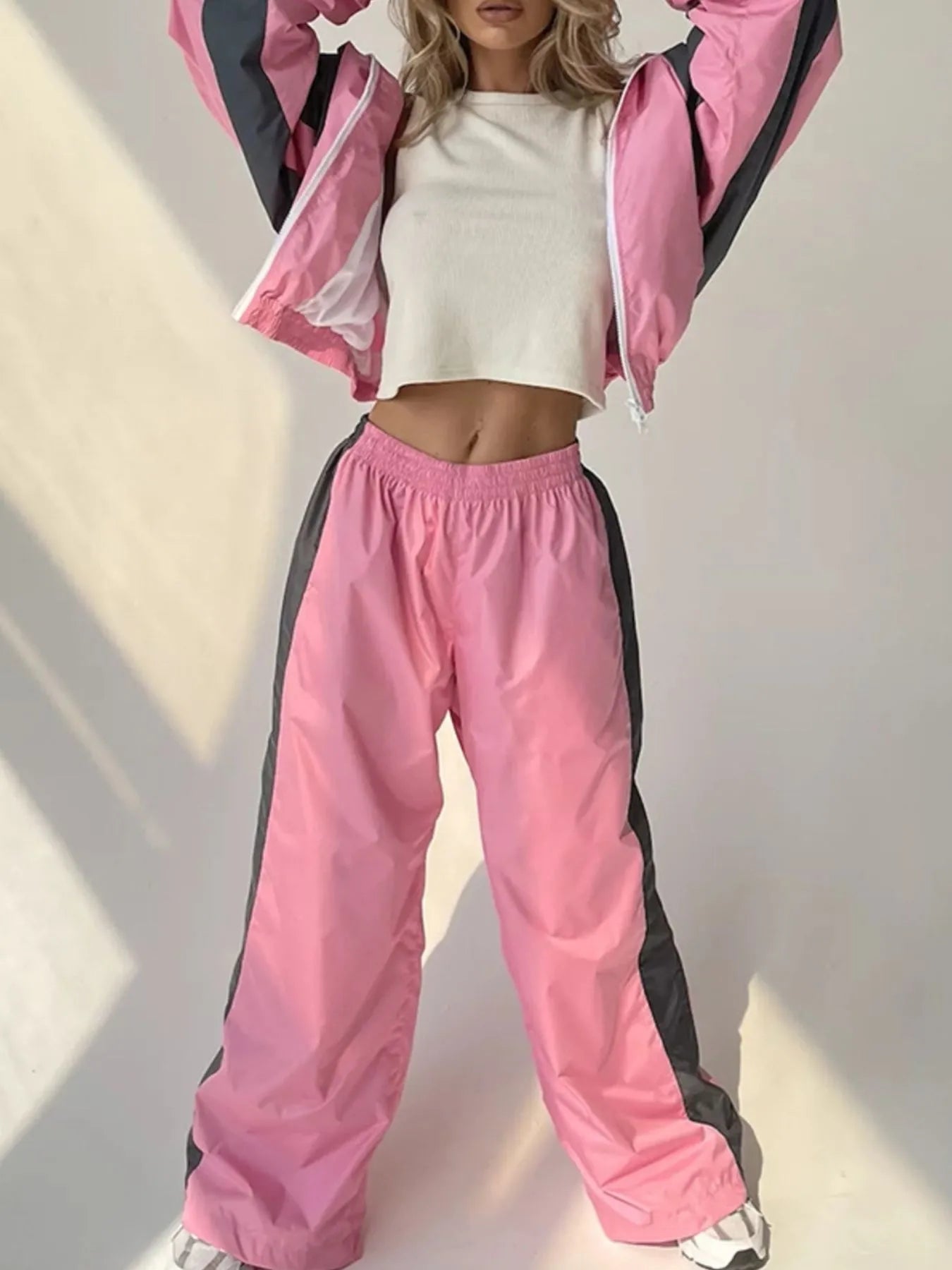 Zip Up Long Sleeve Top and Pants Set - Built From Pain Clothing